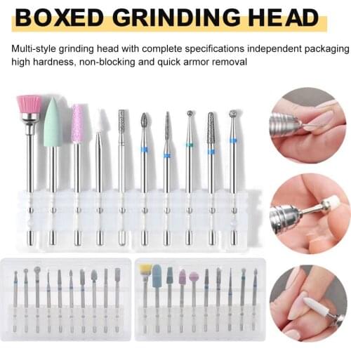 3/32''(2.35mm) Diamond Cuticle Nail Drill Bits Set 10pcs For Acrylic Gel Nails Prep Nail Art Tools For Manicure Pedicure