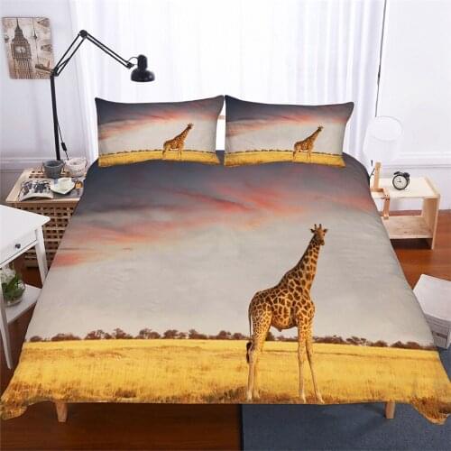 Bedding Set 3D Printed Duvet Cover Bed Set Giraffe Animal Home Textiles for Adults Lifelike Bedclothes with Pillowcase #CJL10