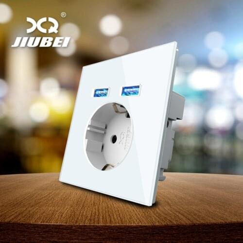 Jiubei Wall USB Power Socket, Many New style Panel, Bedroom socket,AC 110V-250V 16A Wall Embedded, Double usb EU Standard Outlet