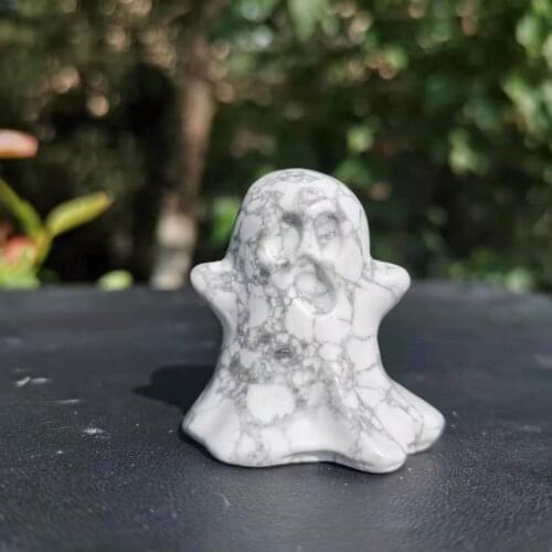 Natural Howlite Ghost Doll Statue Polished white turquoise Ghost Halloween Gift