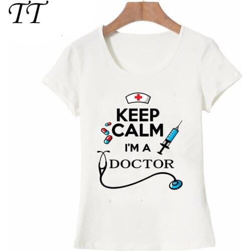 2021 new summer novelty womens T-shirt keep calm I am doctor design cool Tops girl hipster lady tees