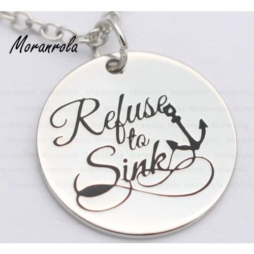 New arried" Refuse to Sink "Copper necklace Keychain,charm Hand Stamped Jewelry Inspirational Jewelry Anchor necklace