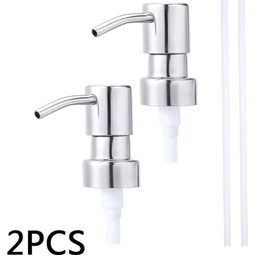 Stainless Steel Bathroom Jar Soap Pump Replacement Soap Liquid Lotion Pump Dispenser With Tube For 25mm Bottles Bathroom Tool
