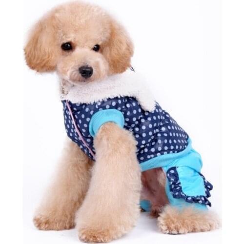 Dot Cotton Autumn/Winter Warm Dog Clothing Dog Coat Dog Clothes Pet Clothes Rabbit Four-legged Cotton Clothes