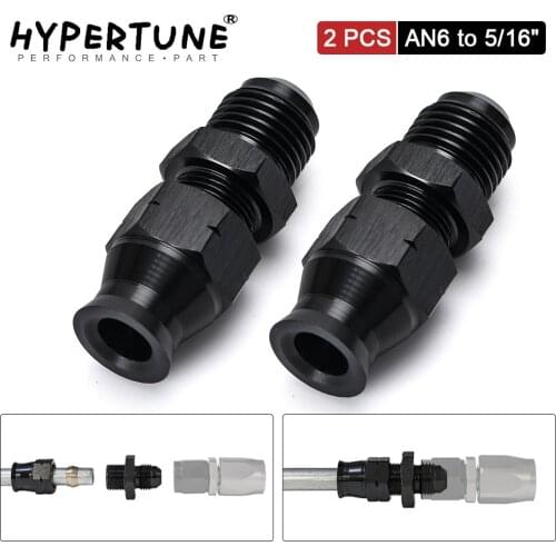 2 Pieces Straight 6AN Male Flare to 5/16" (OD 8mm) Tube Hose Fitting Adapter Fuel Hard Line Pipe Aluminum Black Anodized