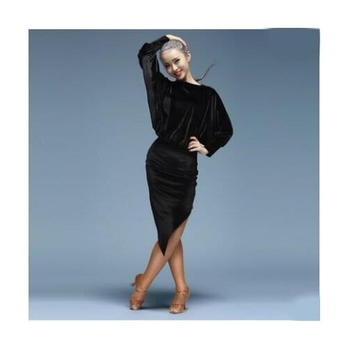 Latin Dance Dress Women Sexy Silk Velvet Ballroom tango Shirts Skirt danskleding franjas roupas tanzrock latein Wear Costumes