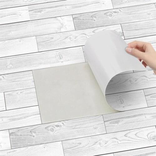 Off-White Imitation Wood Grain Floor Sticker Self-adhesive PVC Wallpaper Living Room Bedroom Decoration Home Decor Ground Decals