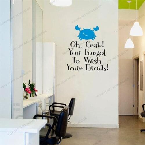 Cute Wash Your Hands Wall Sticker Crab Print Bathroom Print Toilet Printable Bathroom For Kitchen Laundry Wall Decoration WX60