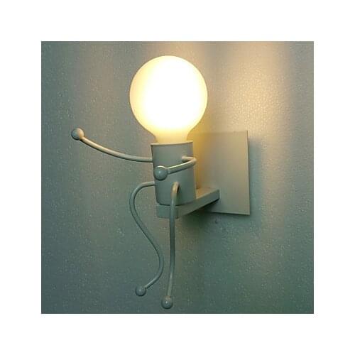 Black Little Boy Modern LED Wall Lamp For Living Dinning Room Edison Wall Light Fixtures Wrought Iron Arandela