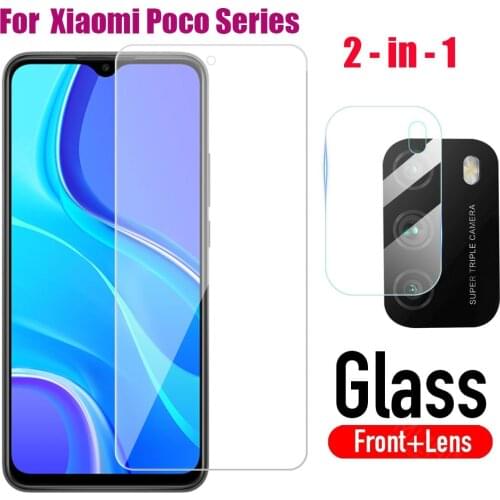 For Xiaomi Poco M3 Pro X3 F3 Glass for Xiaomi Poco F3 M3 Pro 5G X3 Pro NFC Tempered Glass Film Screen Protector Camera Len Film