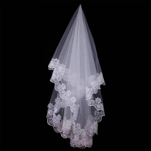 Wedding Accessories Short Wedding Veil White Ivory One Layer Bridal Veil Appliques Lace Edge