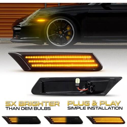 2x LED Dynamic Side Marker Turn Signal Light Sequential Blinker lamps For Porsche 911 Carrera Targa Turbo 997 Cayman Boxster 987