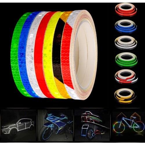 8m Bicycle reflective stickers mountain bike bicycle motorcycle car fluorescent decal tape safety warning sticker accessories