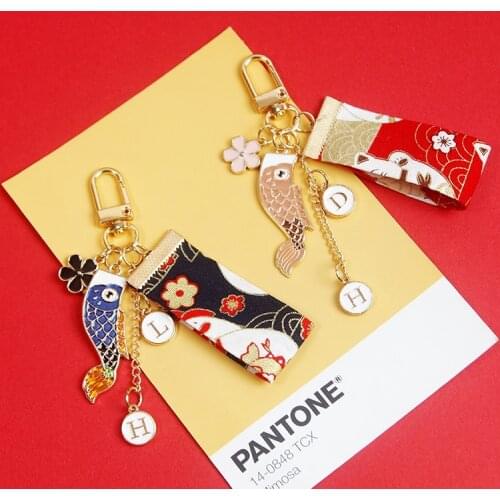 2021 Traditional Koinobori Carp Maneki Neko Lucky Cat Keychain Key Chain Car Bag wristband Pendent Airpods Accessories D470