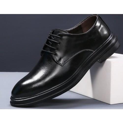Fashion Black Leather Shoes Men Formal Dress Shoes Man Casual British Gentleman Wedding Men Oxford Footwear Male New Arrival