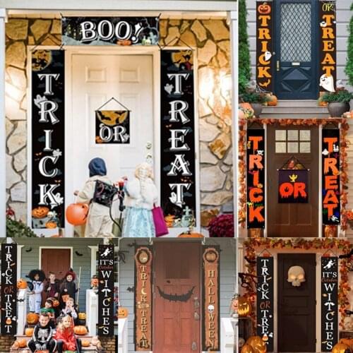 MEIDDING 2021 Halloween Decorations Trick or Treat Door Hanging Decor for Guests Kid Favors Home Decor Halloween Banner Supplies