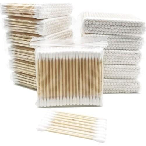100Pcs Double Tipped Cotton Swabs with Wooden Handle Biodegradable Cotton Buds Applicator Ear Wax Removal Dust Dirt Cleaning St