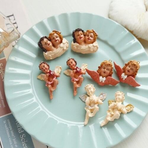 Vintage vintage hand-painted antique angel pendant Victorian earrings earrings DIY handmade jewelry accessories