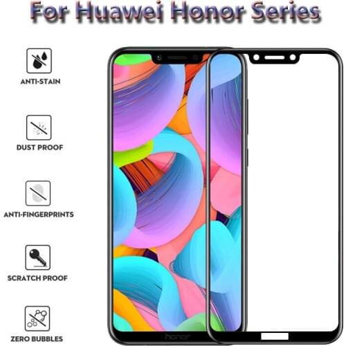 2Pcs Protective Full Safety Tempered Glass For Honor Play 3/3e/8/8a/8c/7/magic 2 Screen Protector Glass Film For V30 Pro