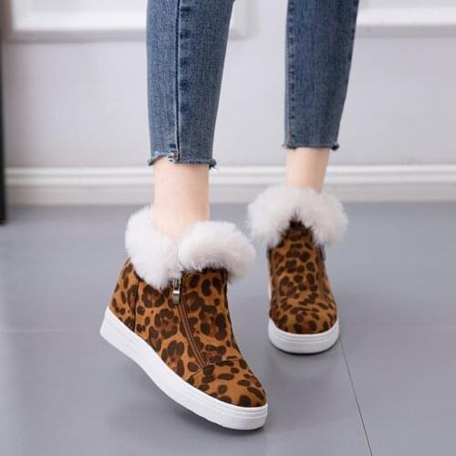 Womens Wedges Sneakers Vulcanized Shoes Fashion Zipper Leopard Print Womens New Fashion Single Shoes Women Sneakers