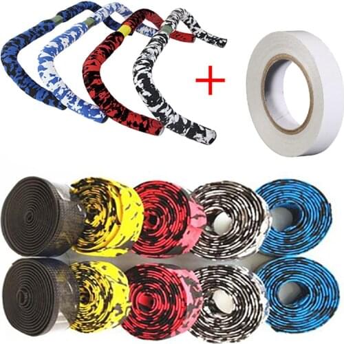 1 pair Road Bike Handlebar tape Camouflage Cycling Handle Belt Cork Wrap Bike Bicycle Cork Handlebar Grips Tape Wrap