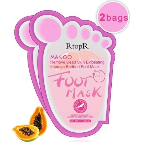 2 Pcs Feet Exfoliating Foot Mask Skin Peeling Dead Skin Feet Mask Socks Socks for Pedicure Socks Moisturizing Mango Foot Cream
