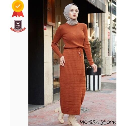 2021 High Quality Knitwear Waist Gathered Dresses For Women 2021 Turkish Veiled Clothes Dubai Abaya Ramadan Robe Moroccan Caftan