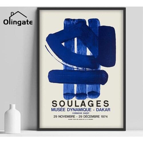 Abstract Artwork Picture Canvas Painting Nordic Blue Letter Wall Poster One Piece Wall Art Home Decor for Living Drawing Room