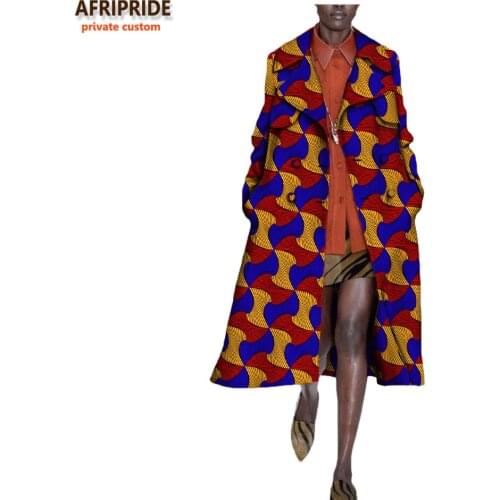 African long Coats for Women AFRIPRIDE full sleeve mid-calf length double button turn down collar casual coat A722417