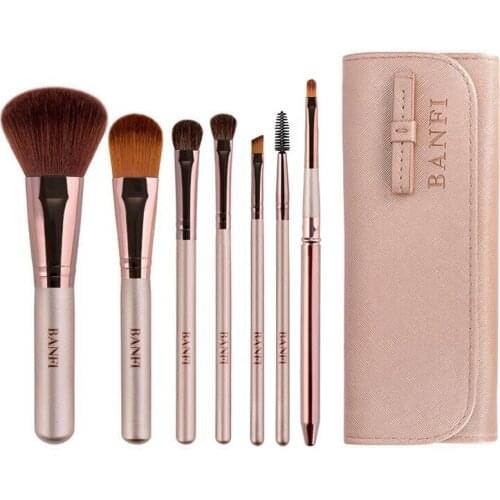BANFI 7pcs Makeup Brush Set Champagne Cosmetic Powder Foundation Eyeshadow Lip Blending Make Up Brushes Dropship Beauty Tools