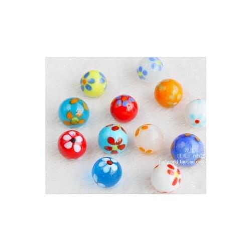 Free shipping 12pcs/lot 16mm-18mm flower pattern Glass marbles jump chess pieces Vase aquarium decoration ball