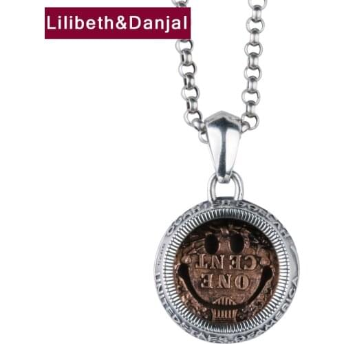 Europe Letter Coin Pure 925 Sterling Silver Retro Vintage Free Leather Chain Necklace Pendant Fine Jewelry For Women Men 2021 P5