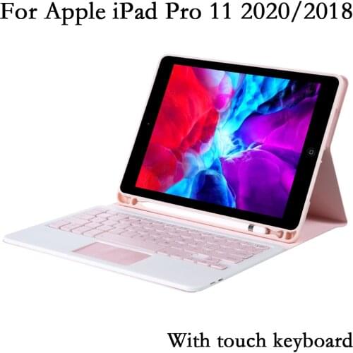 TPU Pencil slot Split Touch Bluetooth Keyboard Tablet Case for Apple iPad Pro 11 2020 2018 pro11 Cover PU Leather Stand Shell