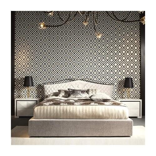 Factory custom set Chinese modern style wooden elegant double bed woth teo rectangle mini night stand for bedroom apartment