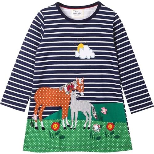 Children Clothes 2021 Fall Black Striped Animal Nature Baby Girl T Shirt Cotton Long Sleeve Size 18M 2 3 4 5 6 Years Old