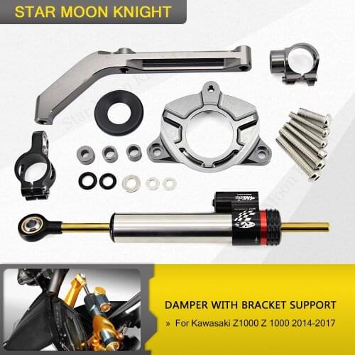 For Kawasaki Z1000 Z 10002014-2017 2016 2015 CNC Adjustable Motorcycle Linear Reversed Steering Damper with bracket Support