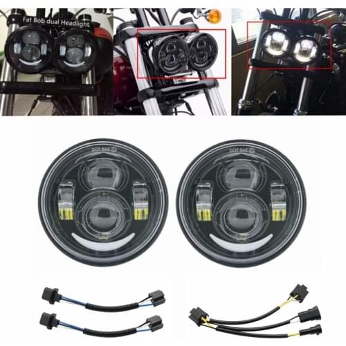 For Harley Motorcycle Dyna Fat Bob Moto Style Head Lights 5 inch single low beam and single high beam FatBob Dual Headlamp