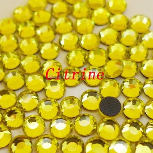SS6~SS30 Citrine Flatback Hot-Fix Crytal DMC Rhinestone glue loose bead Bag shoe nail phone decoration iron on glass rhinestones