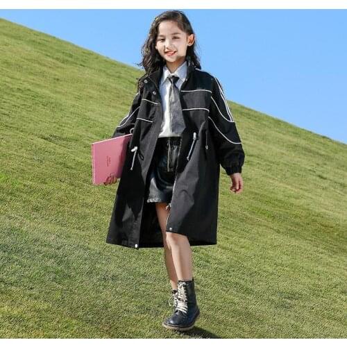 Girls Long Jacket Solid Color Girl Coats Kids Casual Style Childrens' Jacket Spring Autumn Kids Clothing 6 8 10 12 14 Years