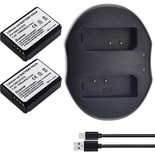 LP-E10 Battery(2-Pack) + DUAL Charger for Canon EOS 1500D 1300D 1200D 1100D 3000D 4000D