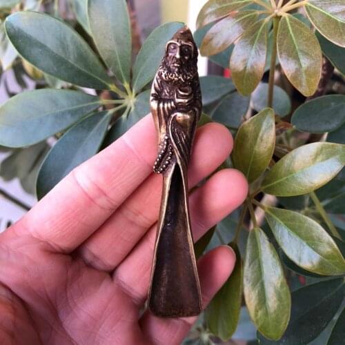 CHINA copper bronze founder of Dharma small Statue Teaspoon ornaments Metal crafts family decorations pendant