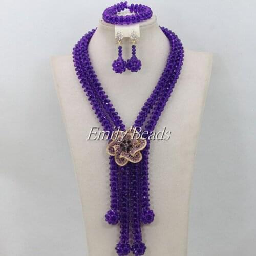 Fashion Purple Crystal Beads Jewelry Set African Beads Jewelry Set Nigerian Wedding Beads Jewelry Set Free Shipping AMJ887