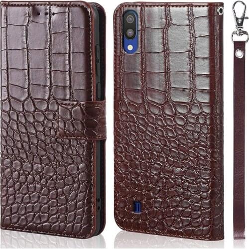 Fashion Leather Flip Case For Samsung Galaxy M10 SM-M105F M105F Magnetic clasp crocodile lines Phone Case