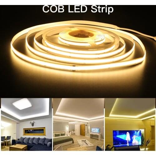 COB LED Strip DC 12V 24V RA90 High Density FOB COB 3000K 4000K 6000K Flexible LED Strip Light 5m