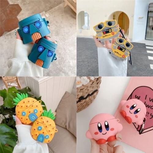 3D Cartoon Cute Pineapple House Robot Kirby Cases For AirPods 1 2 Pro Funny Design Soft Silicone Wireless Headphones Cover Funda
