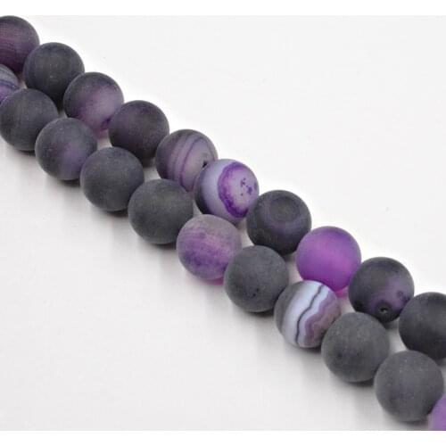 Natural Matte Purple Banded Stripe Onyx Agates Stone Beads 4-12mm Loose Bead for Jewelry Making Bracelet DIY Free Shipping 15