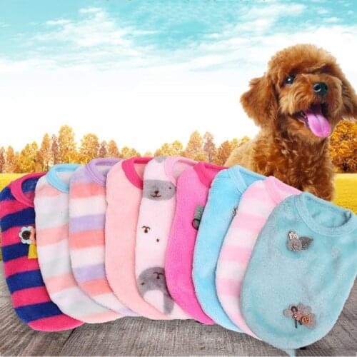 Pet Dog and Puppy Clothes Sleeveless Striped Soft Velvet Sweater Cute Pets Dogs Cat Winter Clothing For yorkshire terrier Dog