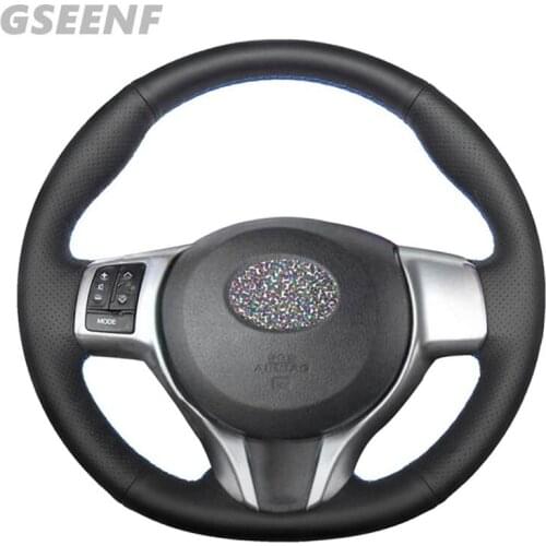 DIY Steering Wheel Cover Hand-stitched Black Leather Car Steering Wheel Covers for Toyota Yaris 2018-2012