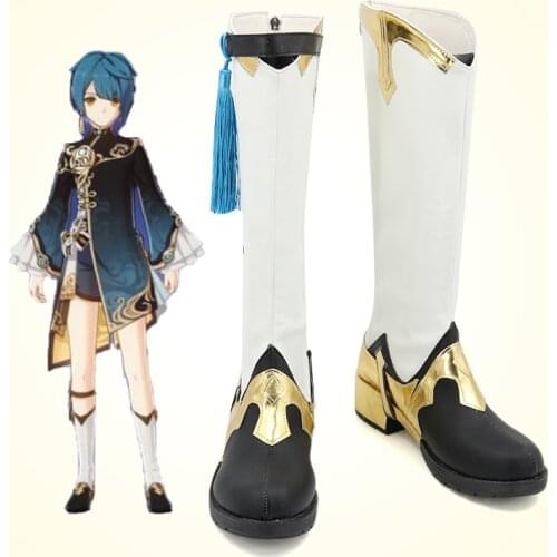 Game Genshin Impact XingQiu Xing Qiu Original Ver. Battle shoes Gorgeous Outfit Halloween Genshin Impact Xingqiu Cosplay boots