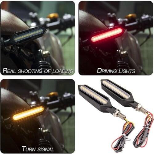 2pcs Motorcycle Turn Signals Tail Lights LED Flowing Water Flashing Blinker Brake/Running Lights DRL Flasher Tail Lamp for Honda